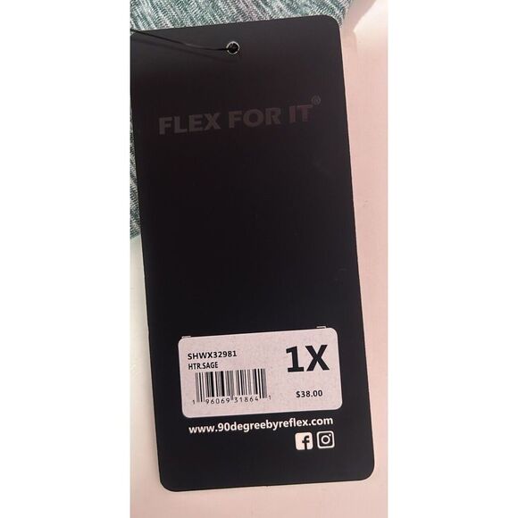 90 Degree by Reflex Activewear Running Shorts Heather Green Women's Sz 1X NEW - Picture 6 of 8